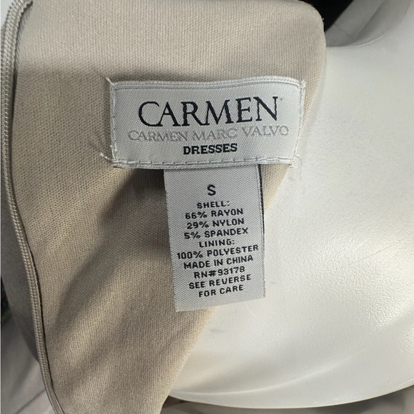 Carmen Marc Valvo Cream Sheath Mini Dress Cap Sleeves - Picture 14 of 14